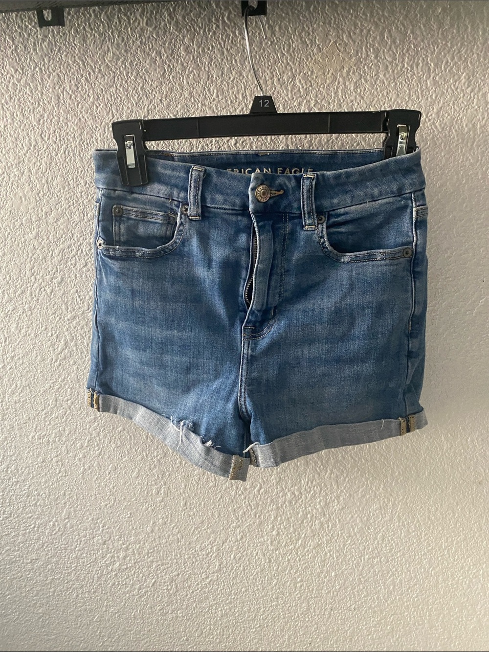 American Eagle Outfitters Medium Blue Rolled-Hem Denim Shorts